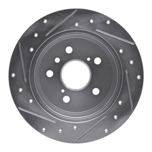 Lexus ES300H Brake Rotor (1) - Rear Right - R1 Concepts - Drilled & Slotted - Silver - `12-`18